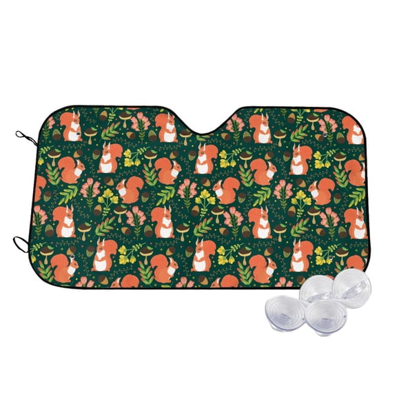 Kdxio Forest Squirrel Print Windshield Sun Shade,UV Rays and Sun Heat Protection,Sunshade for Car Windshield,Car Shade Front Windshield - Small