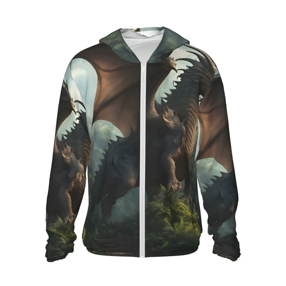 Kdxio Forest Stone-Colored Dragon Print Women Men Sun Protection UPF 50  Jackets Zip Up Long Sleeve Hoodie Hiking Lightweight with Pockets
