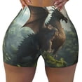 thumbnail image 1 of Kdxio Forest Stone-Colored Dragon Print Workout Shorts for Women Seamless Soft Smooth Gym Yoga Scrunch Active Shorts, 1 of 5