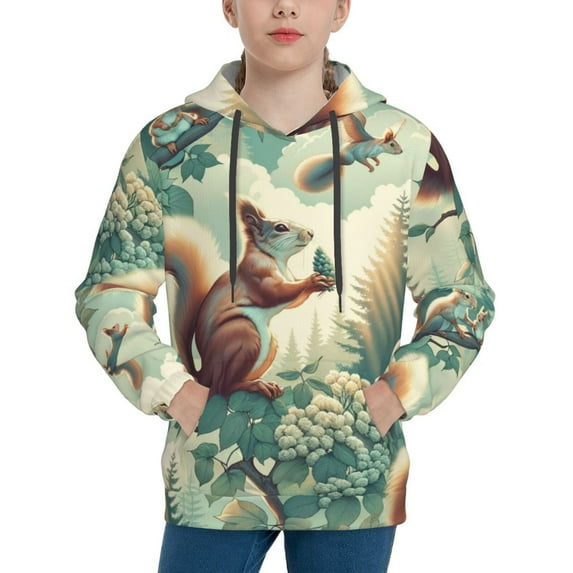 Kdxio Forest squirrel surreal Pattern Boys Athletic Unisex Boys Girls Hoodie with Pocket Sweatshirts-Small