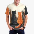 thumbnail image 1 of Kdxio Four Cats Watching Rain Print Men's Short Sleeve Polo Shirt,Midweight Men's Shirt-4X-Large, 1 of 5