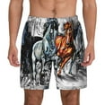 thumbnail image 1 of Kdxio Four Running Horses Print Men'S Swim Trunks With Compression Liner 7 Inch Inseam Quick Dry Swim Shorts, 1 of 7