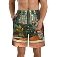 thumbnail image 1 of Kdxio Fox Bathtub Floral Art Pattern Mens Casual Shorts - Drawstring Summer Beach Sports Shorts for Men, 1 of 5