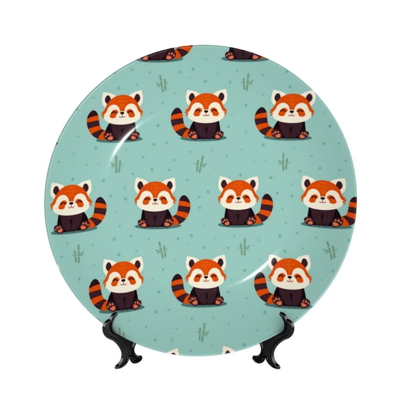 Kdxio Fox Bone China Decorative Plate Ceramic Decorative Plate for Home Office Wall Stand Decorative Plates for Home Bedroom-8in