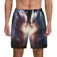 thumbnail image 1 of Kdxio Fox Couple Print Men's Swim Trunks with Compression Liner 7 Inch Inseam Quick Dry Swim Shorts, 1 of 5