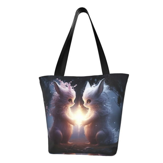 Kdxio Fox Couple Women Reusable Grocery Bags Foldable Ripstop,Reusable Shopping Bags for Shopping,Gym,Gift