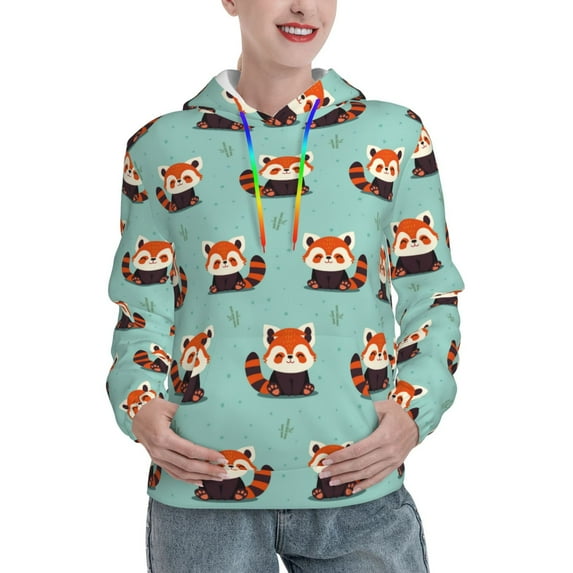 Kdxio Fox Print Womens Oversized Hoodies Sweatshirts Hooded Pullover Tops Sweaters Casual-Small