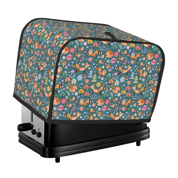 Kdxio Foxes and Birds in Forest Print Toaster Cover Bread Machine Cover Fits for Most Standard 2 Slice Toasters,Keep Toaster Free From Dust And Fingerprint Oven Dustproof Cover