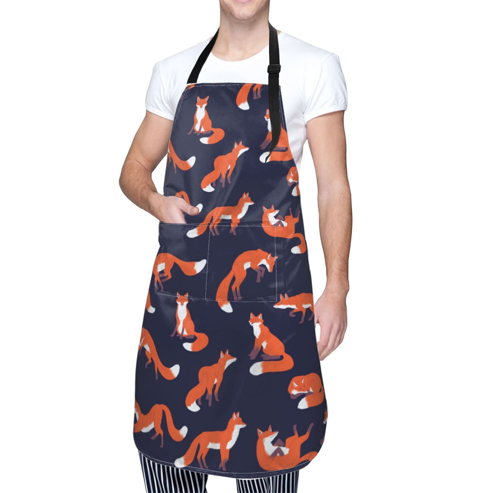 Kdxio Foxes In Different Poses Apron with Pockets Adjustable Kitchen Aprons for Men Women Waterproof Aprons for Cooking,Drawing,Crafting, Baking Household Cleaning