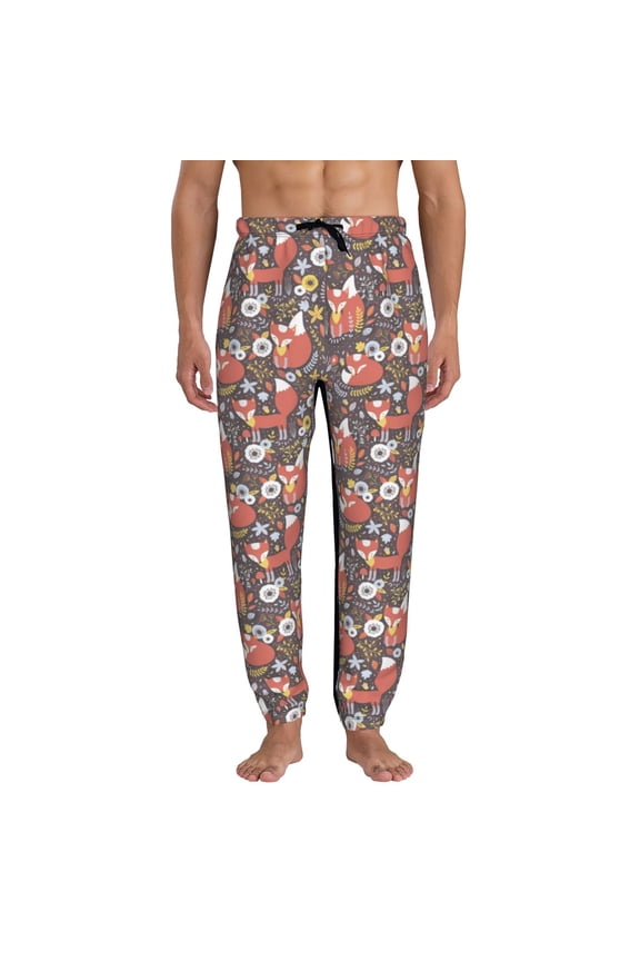 Foxes Pattern Joggers,Sweatpants for Men with Pockets-Large