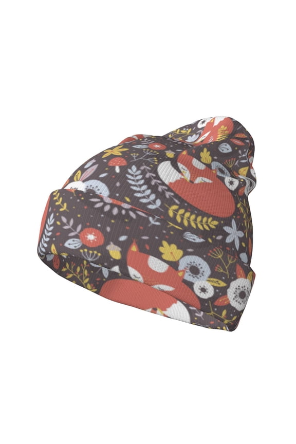 Foxes Winter Beanie for Men Women Beanie Knit Hat Cuffed Cap Beanie Knit Chunky Snow Cap