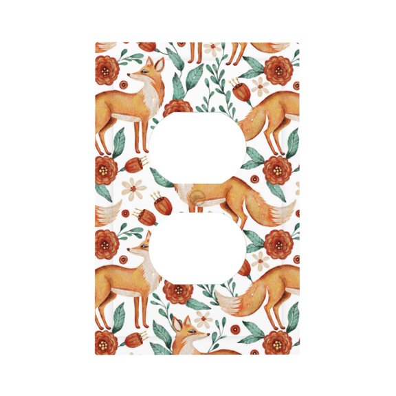 Kdxio Foxes and Floral Harmony Decorator Light Switch or Receptacle Outlet Wall Plate Decorator Wall Plate Child Safe Outlet Cover-Style S