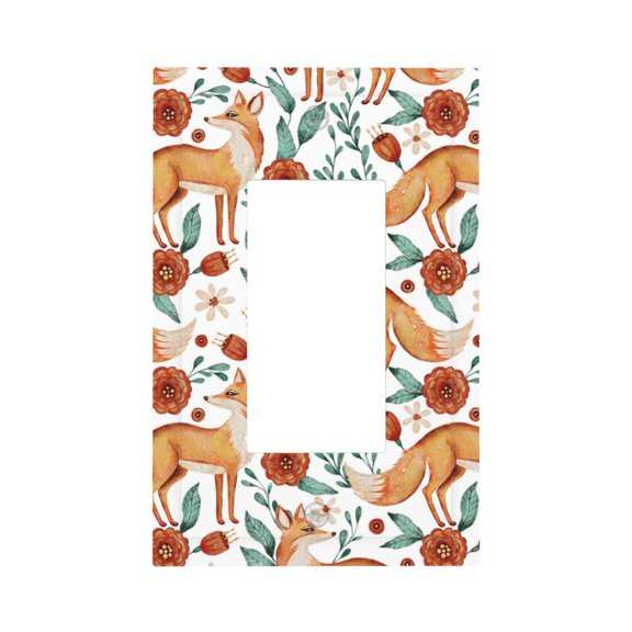 Kdxio Foxes and Floral Harmony Decorator Light Switch or Receptacle Outlet Wall Plate Decorator Wall Plate Child Safe Outlet Cover-Style U