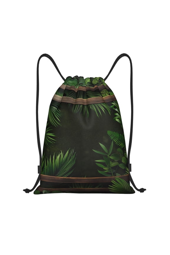 Framed Greenery Wall Art Print Drawstring Backpack Bag,Waterproof Draw String Back Sack, Gym Drawstring Bags Swim Bag For Unisex