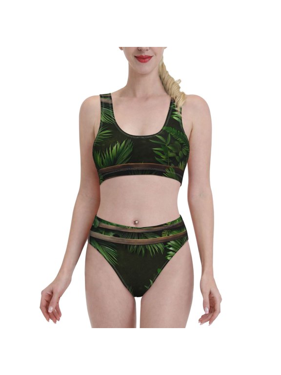 Framed Greenery Wall Art for Womens High Waisted Bikini Top Sports Style Two Piece Bathing Suits