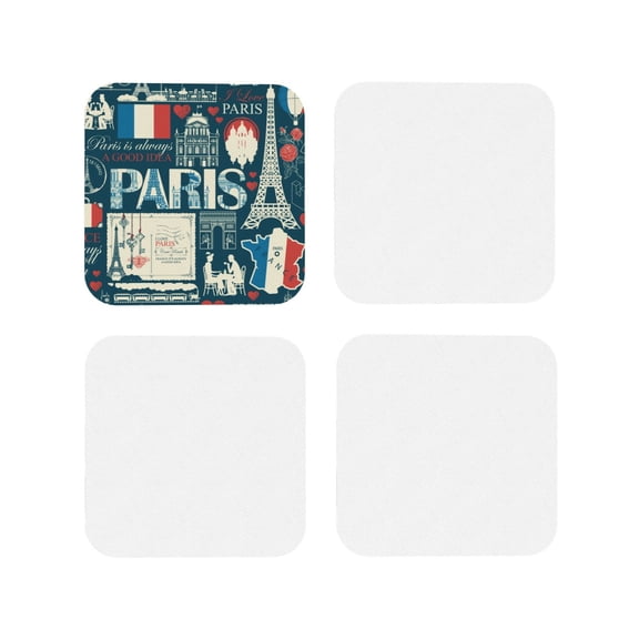 Kdxio France And Paris Funny Coasters,4 Pcs Leather Coasters,Housewarming Gifts,Protect Furniture From Water Marks Scratch And Damage