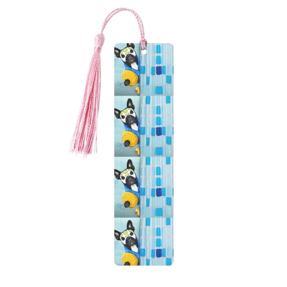 Kdxio French Bulldog Dog in a Bathtub Print Metal Tassel Bookmarks,Perfect Gift for Art Lovers and Bookworms Metal Bookmarks for Women