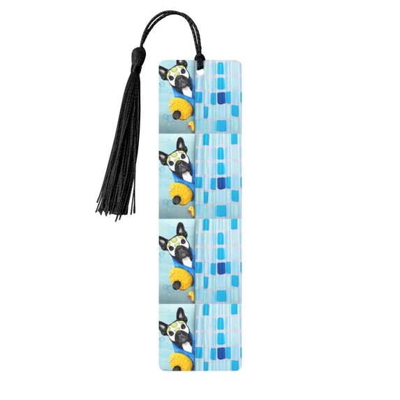 Kdxio French Bulldog Dog in a Bathtub Print Metal Tassel Bookmarks,Perfect Gift for Art Lovers and Bookworms Metal Bookmarks for Women