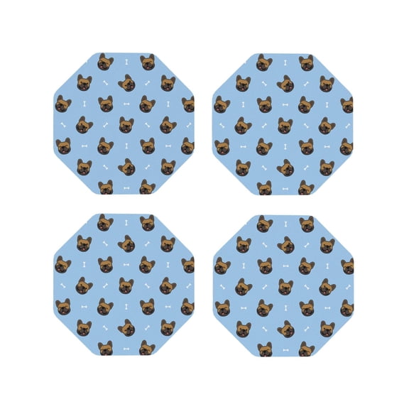 Kdxio French Bulldog Face Funny Coasters,4 Pcs Leather Coasters,Housewarming Gifts,Protect Furniture From Water Marks Scratch And Damage