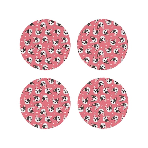 Kdxio French Bulldog Face Funny Coasters,4 Pcs Leather Coasters,Housewarming Gifts,Protect Furniture From Water Marks Scratch And Damage