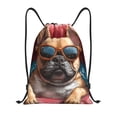 thumbnail image 1 of Kdxio French Bulldog In Sunglasses Print Drawstring Backpack Bag,Waterproof Draw String Back Sack, Gym Drawstring Bags Swim Bag For Unisex, 1 of 5