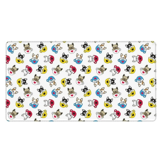Kdxio French Bulldog With Coffee Cup Print Large Gaming Mouse Pad,Non-Slip Base,Water Resist Keyboard Pad for Gamer,Office & Home,29.5 x 15.8 in