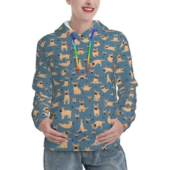 Kdxio French Bulldog Yoga Print Womens Oversized Hoodies Sweatshirts Hooded Pullover Tops Sweaters Casual-XX-Large