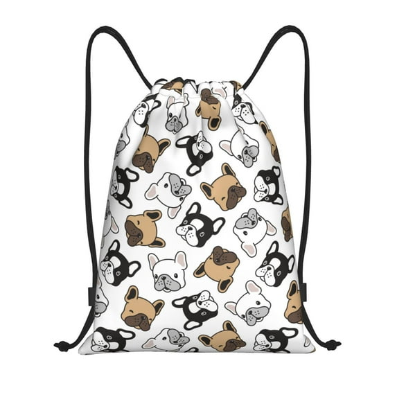 Kdxio French Bulldog3 Print Drawstring Backpack Bag,Waterproof Draw String Back Sack, Gym Drawstring Bags Swim Bag For Unisex