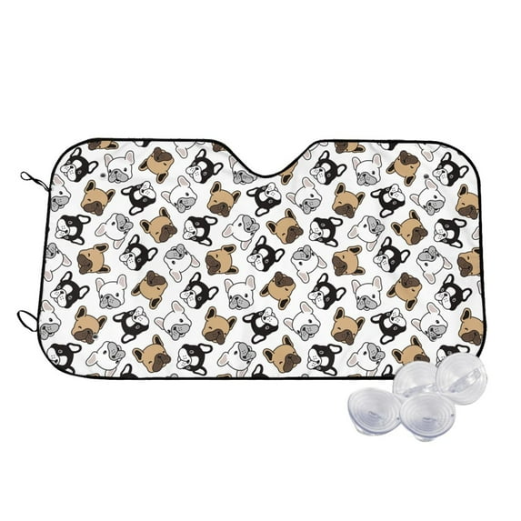 Kdxio French Bulldog3 Print Windshield Sun Shade,UV Rays and Sun Heat Protection,Sunshade for Car Windshield,Car Shade Front Windshield - Small