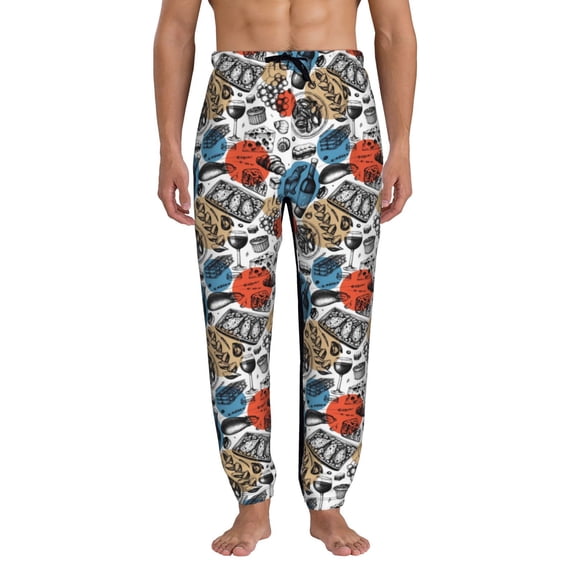 Kdxio French Food Pattern Joggers,Sweatpants for Men with Pockets-XX-Large