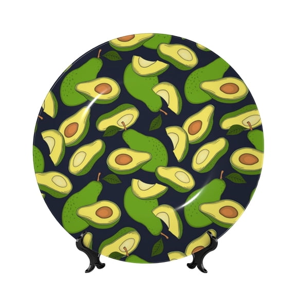 Kdxio Fresh Avocado Bone China Decorative Plate Ceramic Decorative Plate for Home Office Wall Stand Decorative Plates for Home Bedroom-7in
