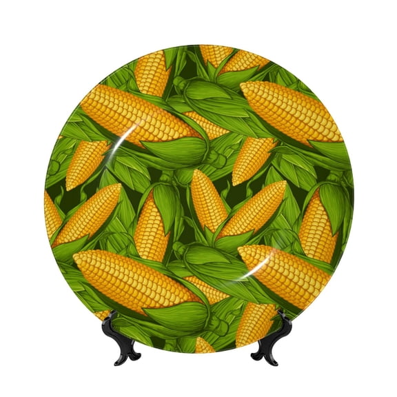 Kdxio Fresh Corn 1 Bone China Decorative Plate Ceramic Decorative Plate for Home Office Wall Stand Decorative Plates for Home Bedroom-10in