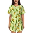 thumbnail image 1 of Kdxio Fresh Corn Print Pajamas Sets for Women Short-Sleeved Pjs with Lounge Shorts Two Piece Sleepwear S-4XL, 1 of 5