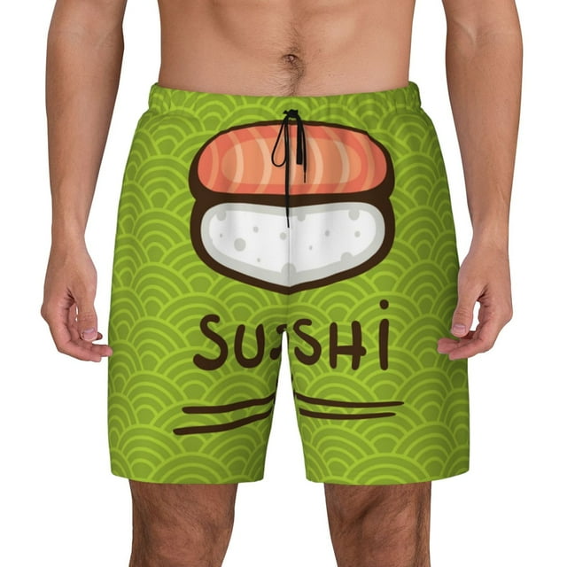 Kdxio Fresh Sushi Print Men'S Swim Trunks With Compression Liner 7 Inch ...