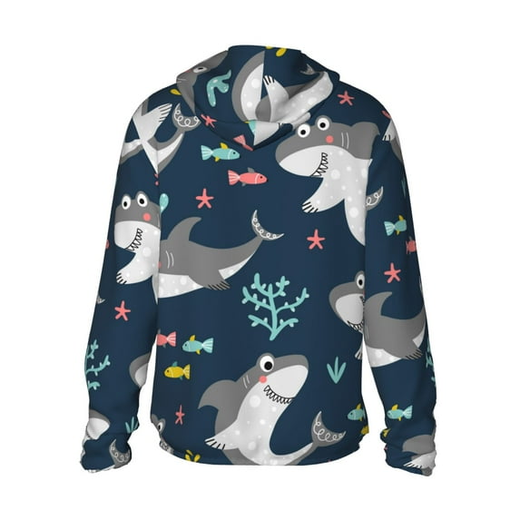 Kdxio Friendly Smiling Sharks Print Women Men Sun Protection UPF 50+ Jackets Zip Up Long Sleeve Hoodie Hiking Lightweight with Pockets