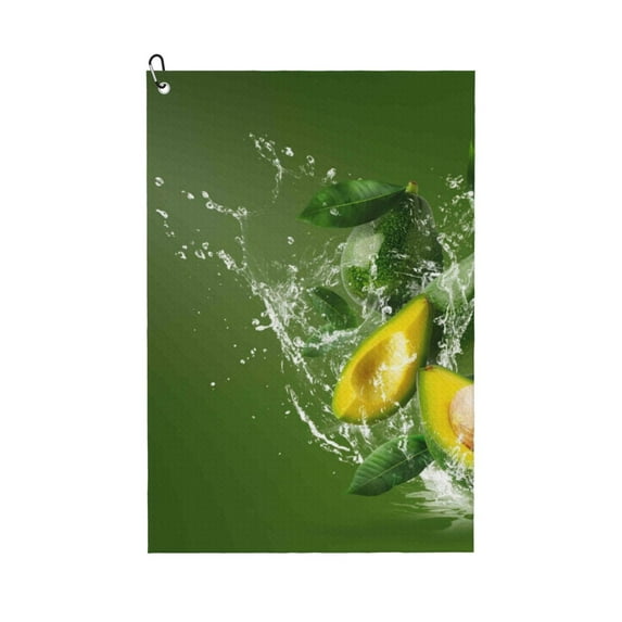 Kdxio Friut Avocado Pattern Golf Towel (24" X 16") with Carabiner Clip - The Convenient Golf Cleaning Towel