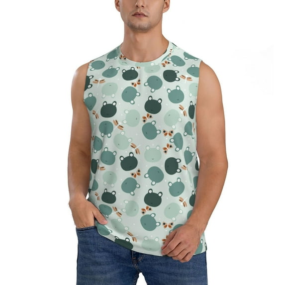 Kdxio Frog And Dragonflies for Men's Muscle T-shirt,Sleeveless for Workout Running Athletic Gym Lounge Casual