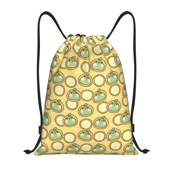 Kdxio Frog In Orange Hat Print Drawstring Backpack Bag,Waterproof Draw String Back Sack, Gym Drawstring Bags Swim Bag For Unisex