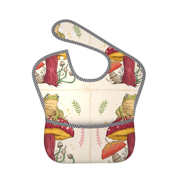 Kdxio Frog Sitting On Mushroom Bibs For Babies, Baby Bibs for Eating, Toddler Bibs, Waterproof Bibs, Feeding Bibs, for Toddlers, Boys, Girls