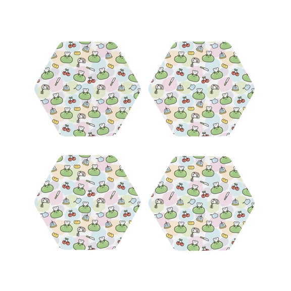 Kdxio Frog Wear Chef Hat Funny Coasters,4 Pcs Leather Coasters,Housewarming Gifts,Protect Furniture from Water Marks Scratch and Damage