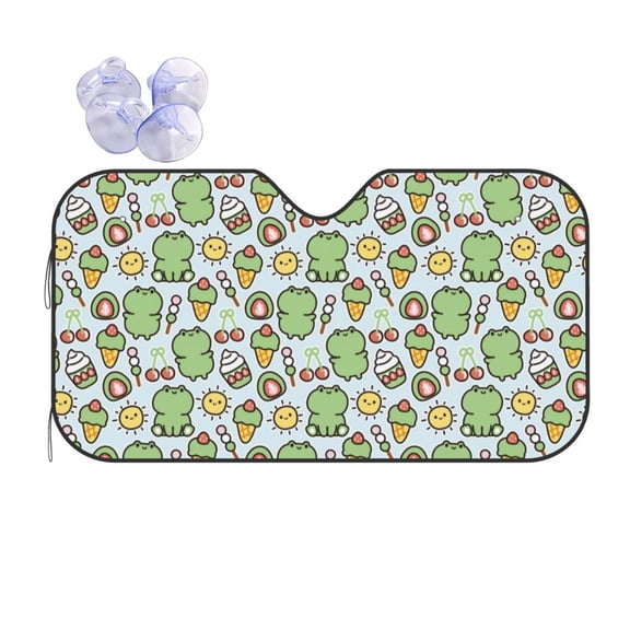 Kdxio Frog With Sweet Print Front Windshield Sun Shade,Folding Auto Sunshade for Car Truck SUV-Small