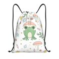 thumbnail image 1 of Kdxio Frog and Mushrooms Print Drawstring Backpack Bag,Waterproof Draw String Back Sack, Gym Drawstring Bags Swim Bag For Unisex, 1 of 9
