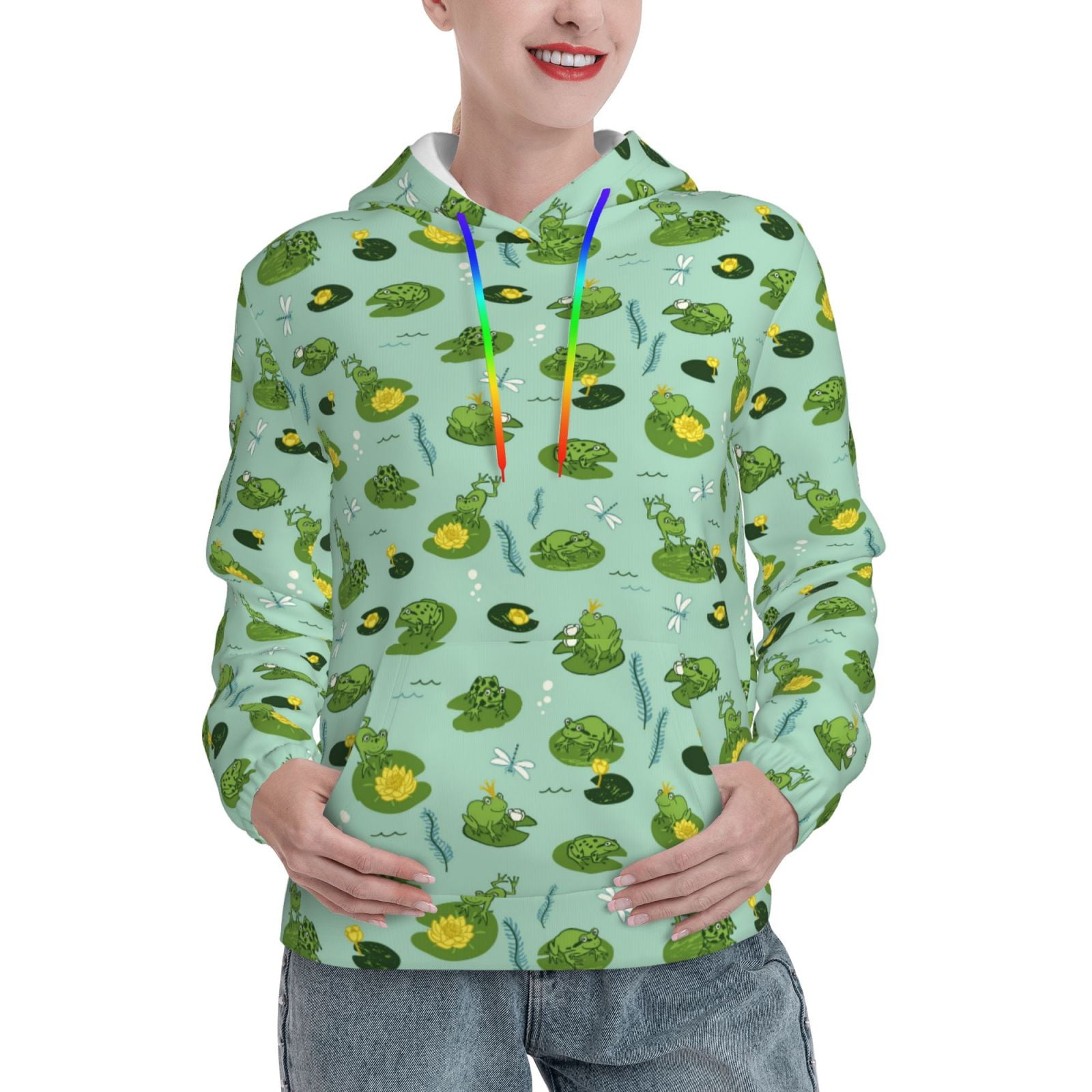 Kdxio Froggs In The Lake Print Womens Oversized Hoodies Sweatshirts