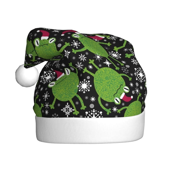 Kdxio Frogs And Santa Hat for Christmas Hat Santa Hats for Adults Unisex Red Velvet Extra Thicken Xmas Hat for New Year Festive Holiday Party