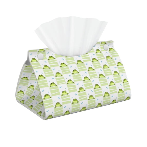 Kdxio Frogs and Dragonflies Print Tissue Box Cover,Modern PU Leather Rectangular Tissue Box Holder for Bathroom Living Room Bedroom Office Desk Car Home