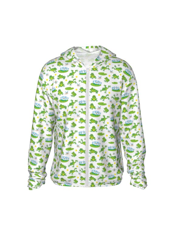 Frogs Jumping Print Women Men Sun Protection UPF 50+ Jackets Zip Up Long Sleeve Hoodie Hiking Lightweight with Pockets