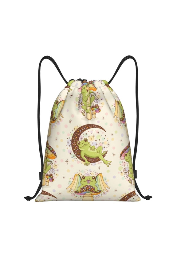 Frogs Print Drawstring Backpack Bag,Waterproof Draw String Back Sack, Gym Drawstring Bags Swim Bag For Unisex