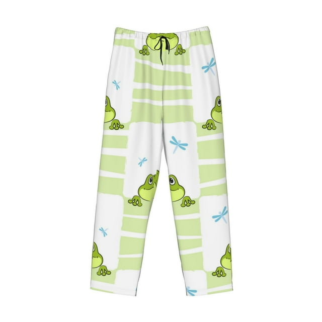 Kdxio Frogs and Dragonflies Print Men's Sleep Pajama Pant Lounge Pants