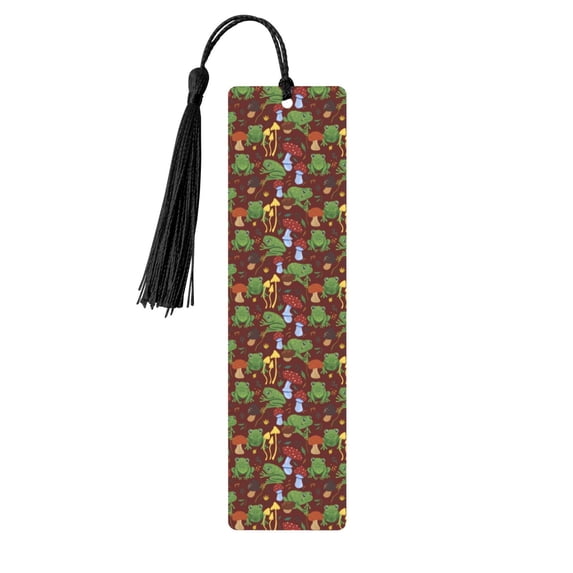 Kdxio Frogs and Mushrooms Print Metal Tassel Bookmarks,Perfect Gift for Art Lovers and Bookworms Metal Bookmarks for Women