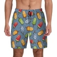 thumbnail image 1 of Kdxio Fruit Ice Cream Print Men's Swim Trunks with Compression Liner 7 Inch Inseam Quick Dry Swim Shorts, 1 of 7